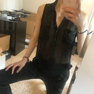 Lush Button Down Black Tank Top